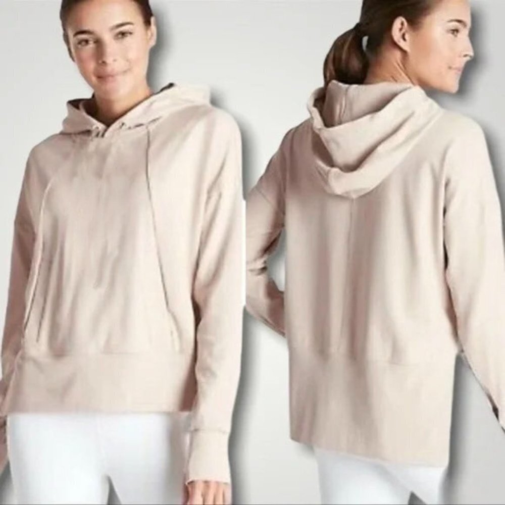 Athleta Mission Hoodie in beige tan